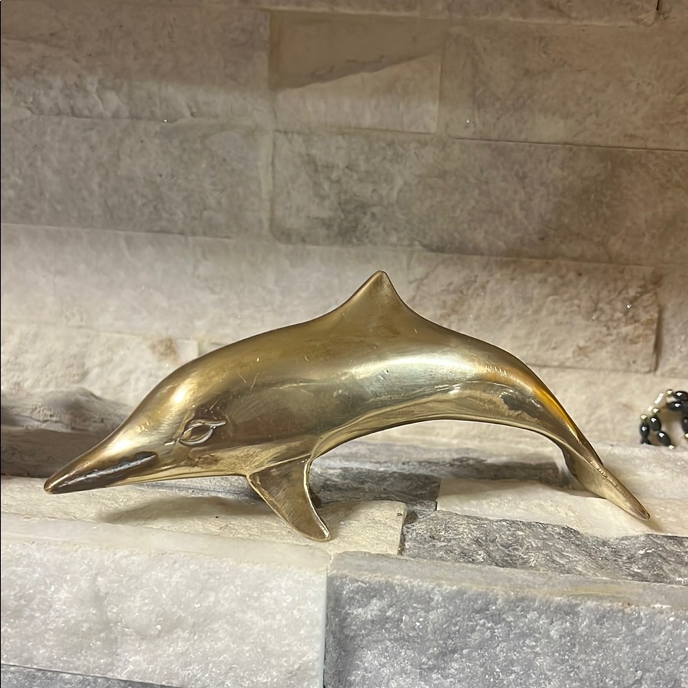 Vintage brass Dolphin table top